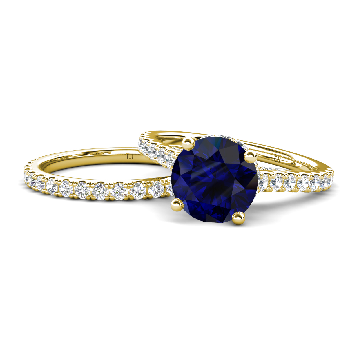 Kalina 2.53 ctw Blue Sapphire Accented Lab Grown Diamonds Bridal Set Ring  
